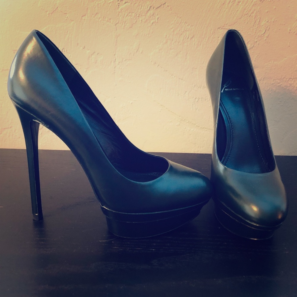 /B. Brian Atwood\Dark Green Platform Stilettos